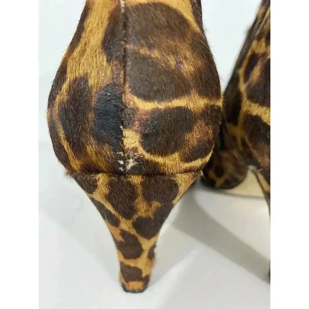 INC womens size 7M pony hair leopard animal print heel‎ boot booties